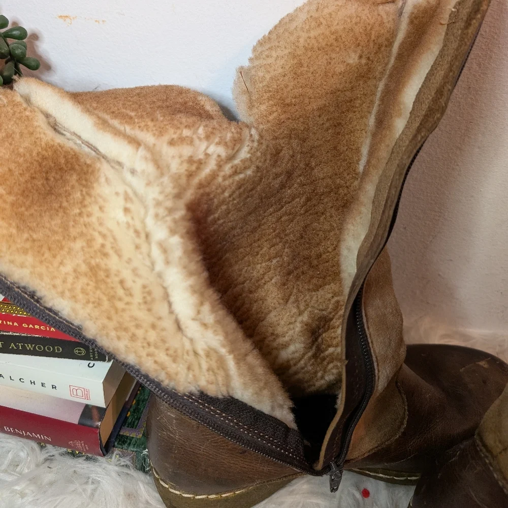 Vintage Sheepskin Shearling Leather Suede Boots - Maxine Canada